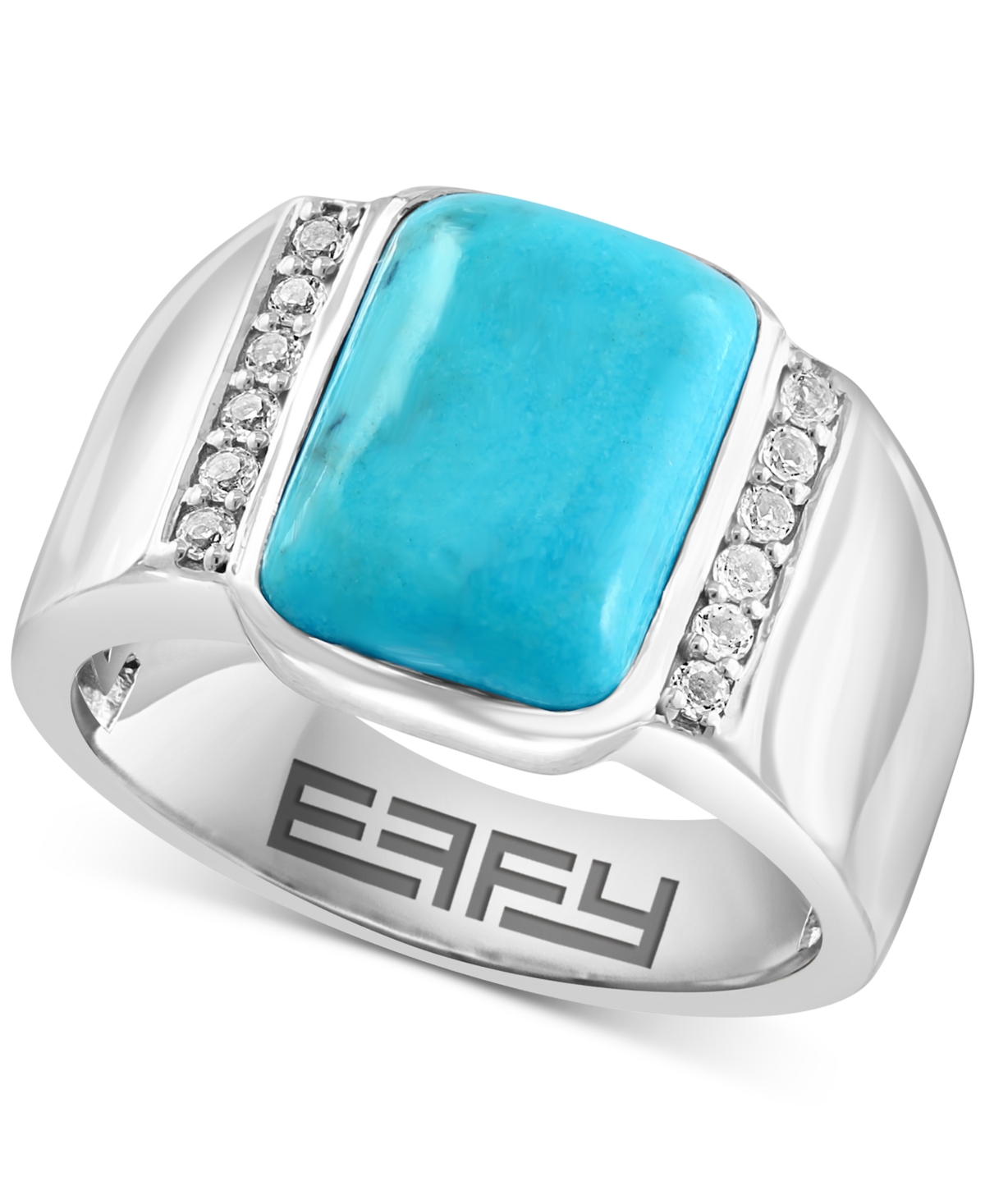 Effy Collection Effy Men's Turquoise & White Topaz (1/4 Ct. T.w.) Ring In Sterling Silver