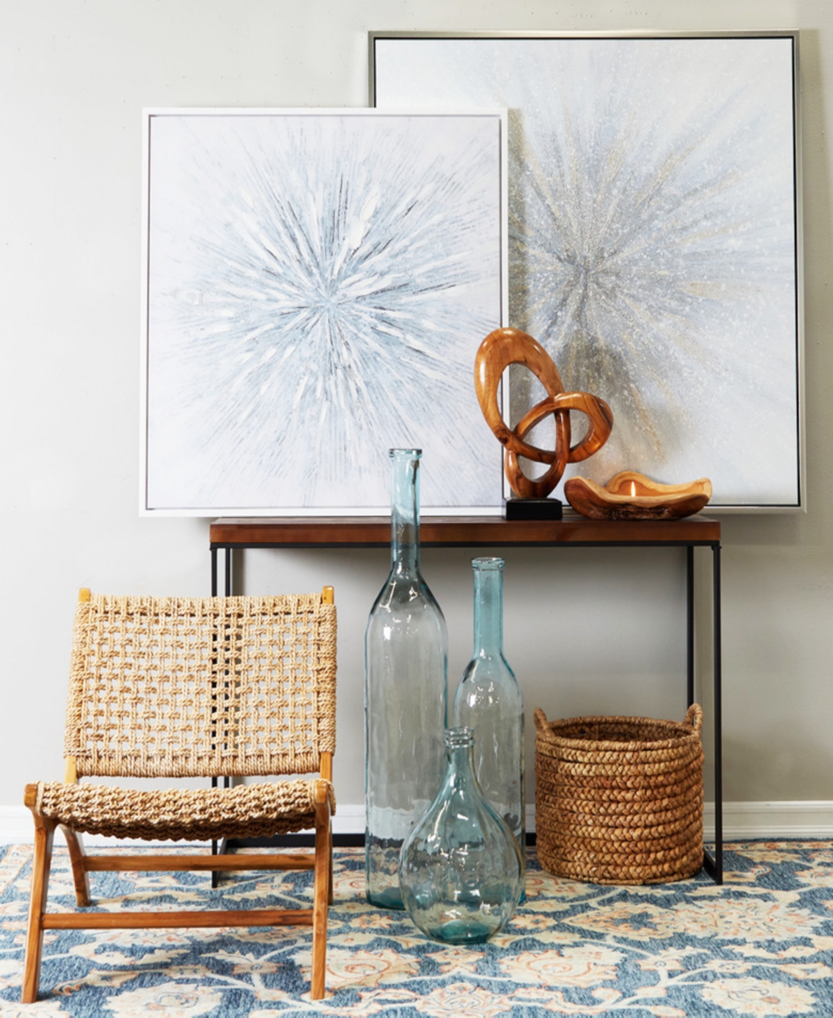 Rosemary Lane Canvas Radial Starburst Framed Wall Art with Silver-Tone Frame, 47