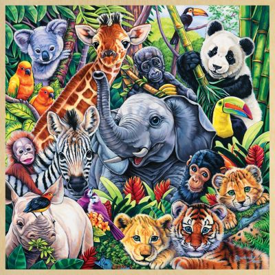 MasterPieces Wood Fun Facts Safari Friends 48 Piece Wood Jigsaw Puzzle