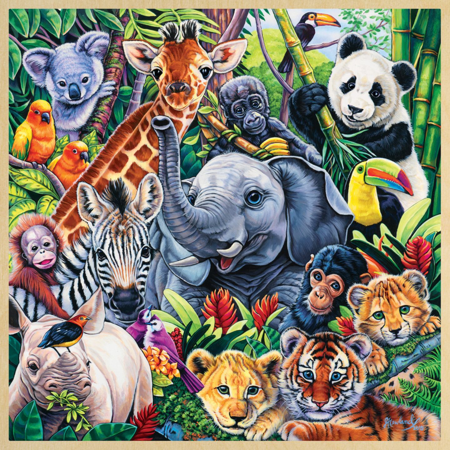 Детский пазл MasterPieces Puzzles Safari Friends Fun Facts 48 Piece Wood Jigsaw Puzzle, от 4 лет, цвет: Разноцветный — фото 2