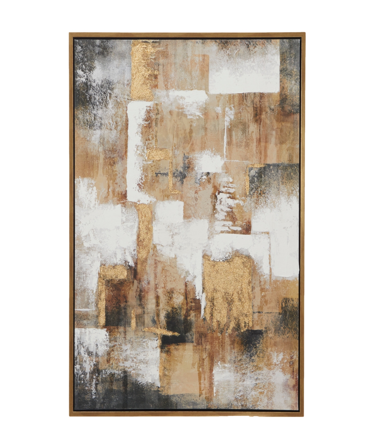 Cosmoliving By Cosmopolitan Canvas Abstract Framed Wall Art With Gold-tone Frame, 36" X 2" X 47"