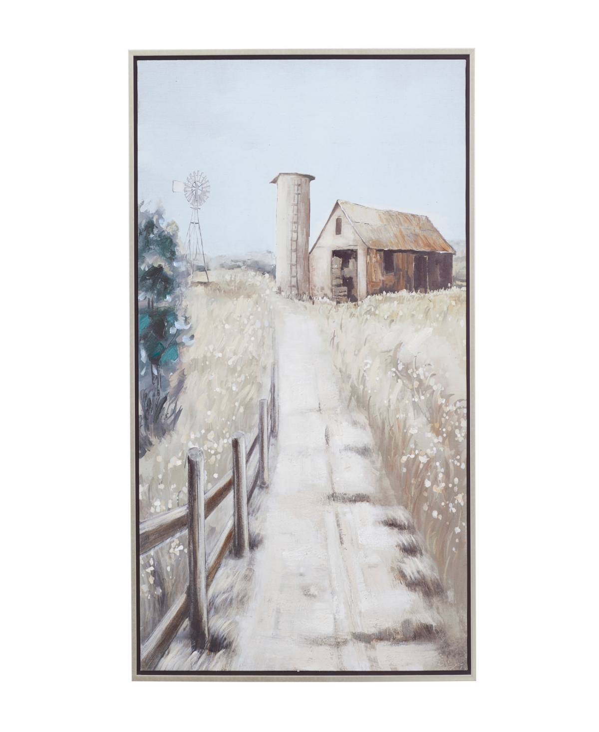 Rosemary Lane Canvas Barn Landscape Framed Wall Art With Silver-tone Frame, 32" X 2" X 48" In Brown