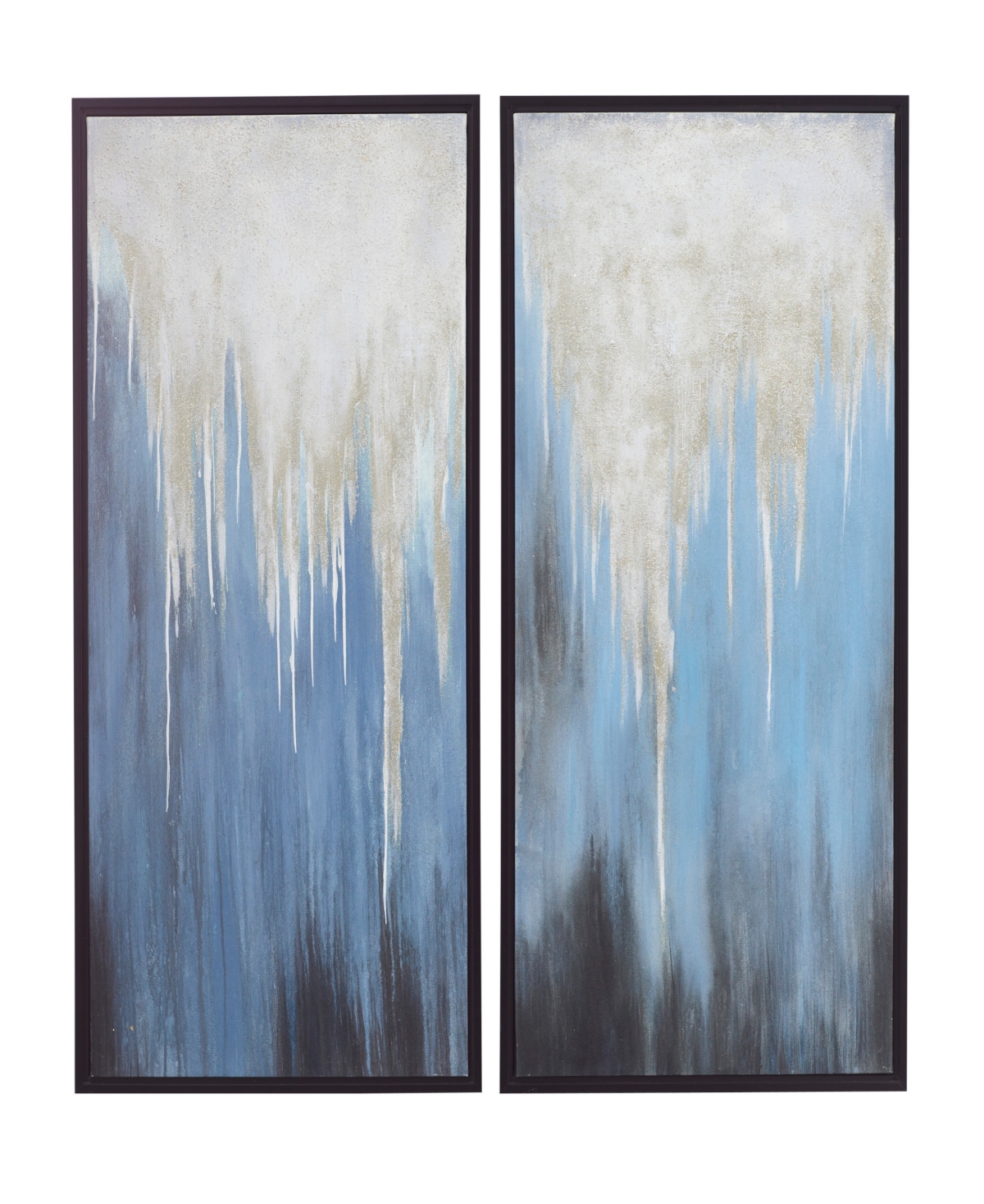 Rosemary Lane Canvas Abstract Framed Wall Art With Black Frame Set Of 2, 24" X 48" In Blue