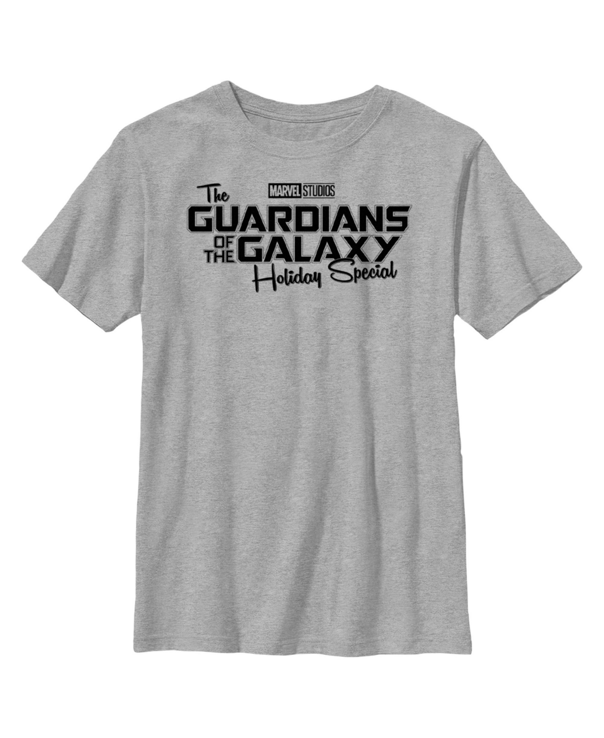 Marvel Boy's Guardians Of The Galaxy Holiday Special Black Logo Child T-shirt In Athletic Heather
