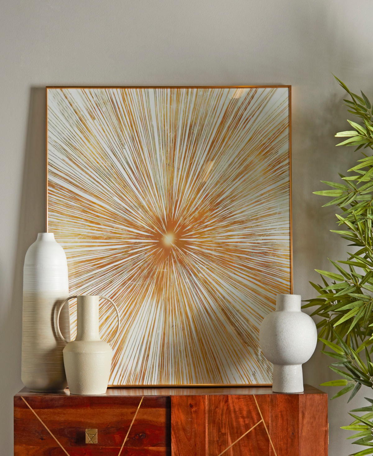 CosmoLiving by Cosmopolitan Porcelain Radial Starburst Framed Wall Art withTone Aluminum Frame, 39.50