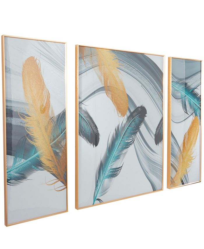 CosmoLiving by Cosmopolitan Porcelain Feathers Bird Framed Wall Art ...