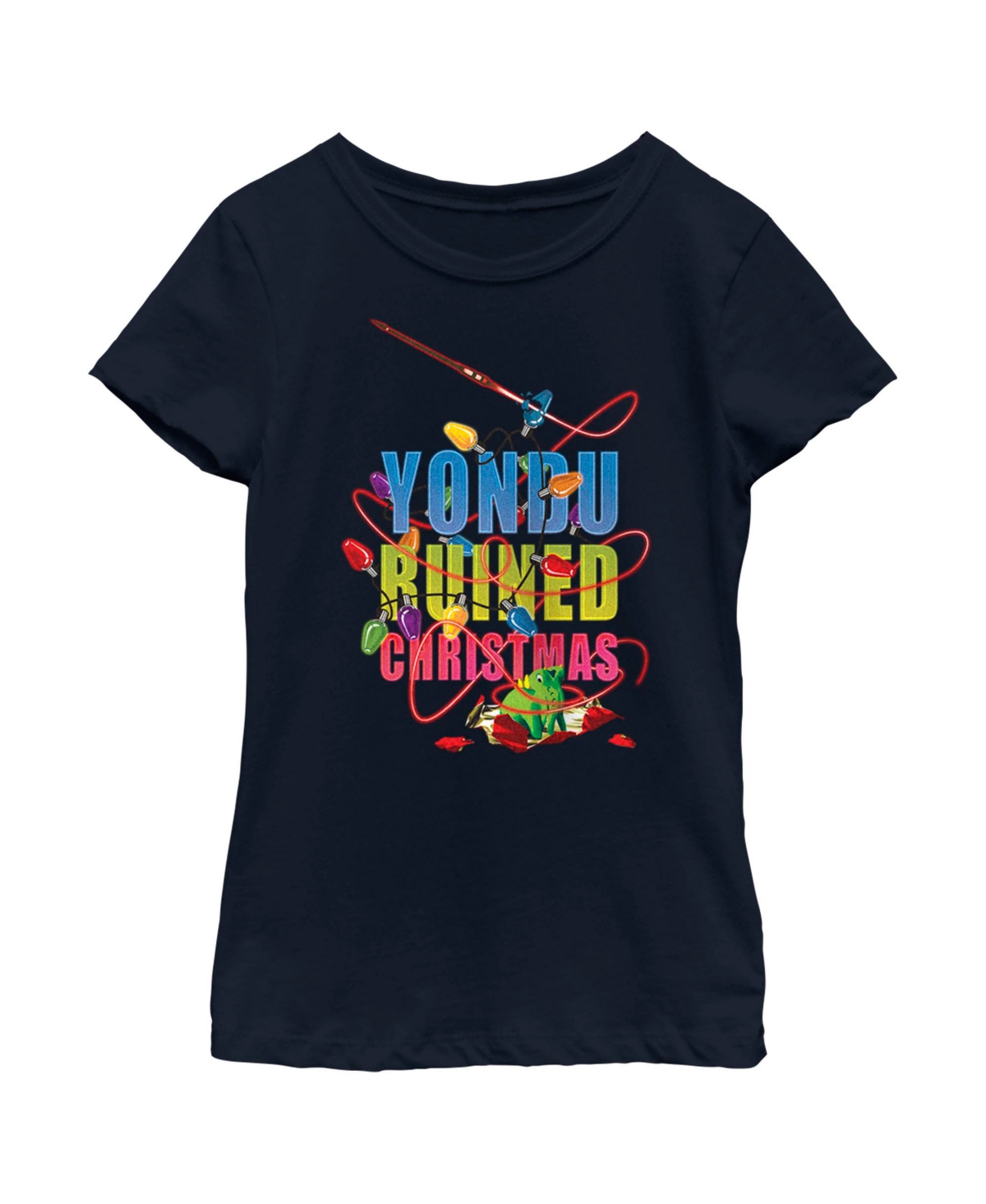 Marvel Girl's Guardians Of The Galaxy Holiday Special Yondu Ruined Christmas Lights Child T-shirt In Navy Blue