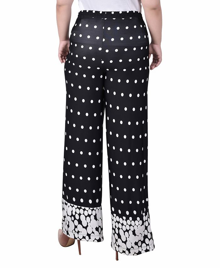 Pantalon Palazzo NY Collection - Taille L Vert Imprimé Géométrique - Jambe Large élastiquée