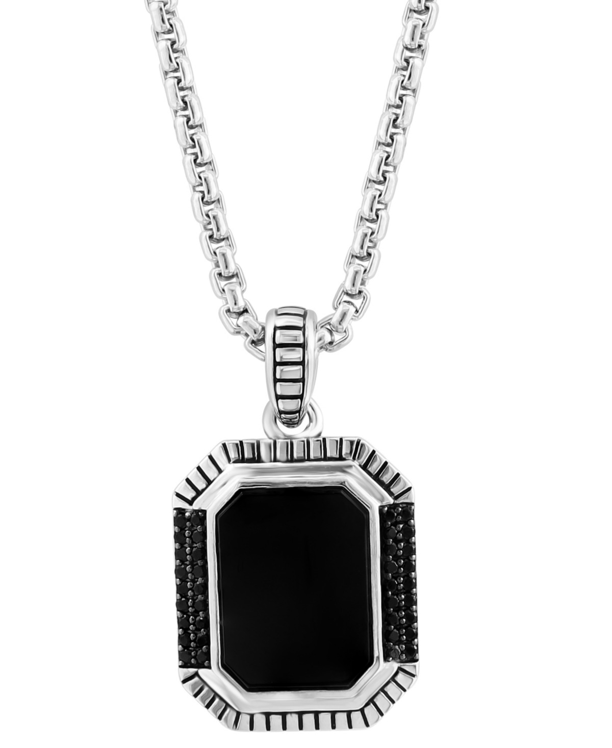 Effy Collection Effy Men's Onyx & Black Spinel 22" Pendant Necklace In Sterling Silver