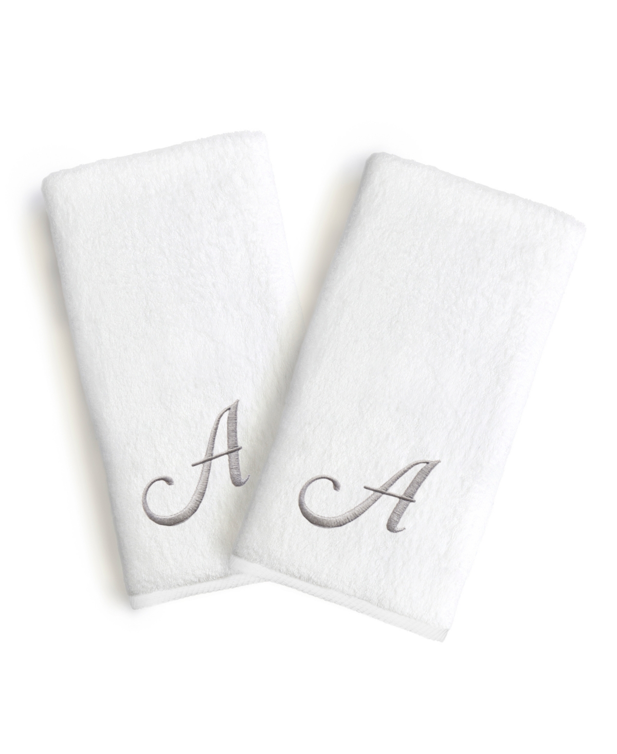 Linum Home Linum Gray Font Monogrammed Luxury 100% Turkish Cotton Novelty 2-piece Hand Towels, 16" X 30"