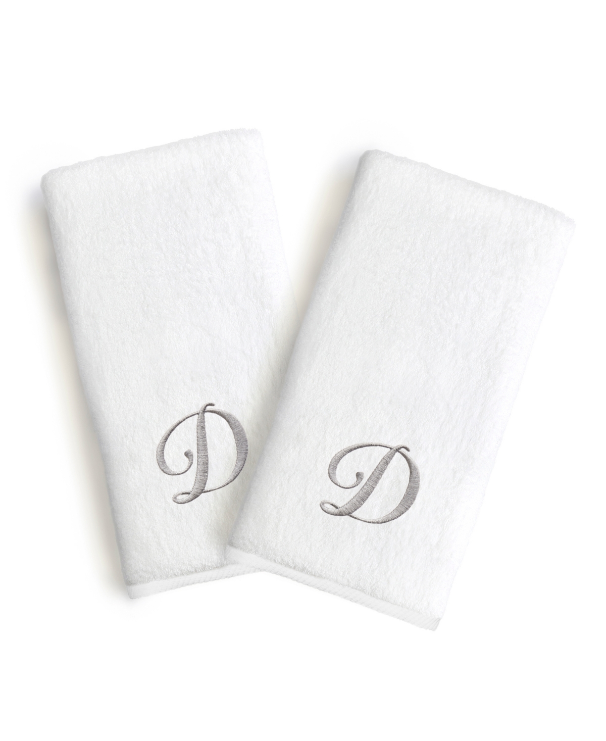 Linum Home Linum Gray Font Monogrammed Luxury 100% Turkish Cotton Novelty 2-piece Hand Towels, 16" X 30"