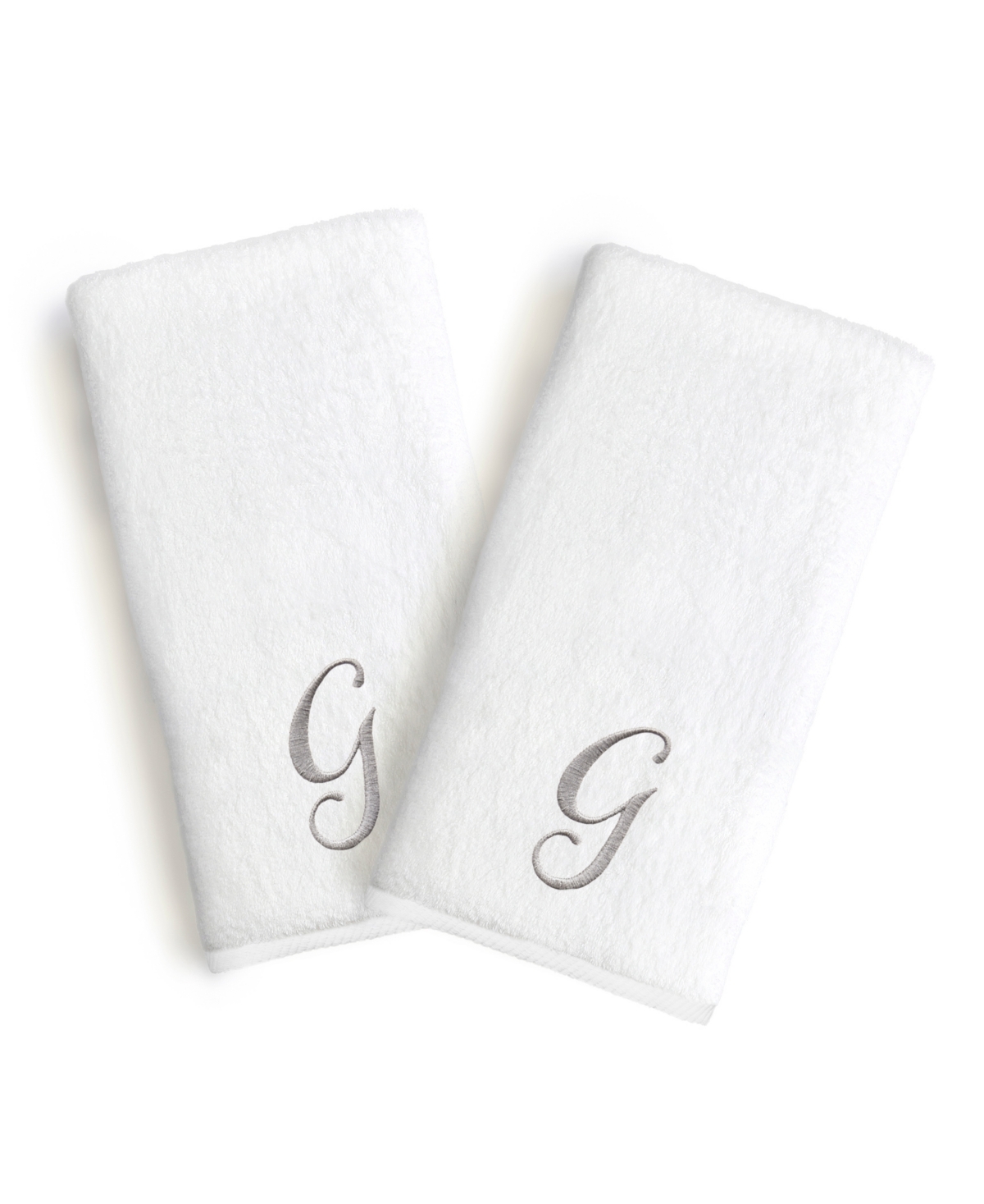 Linum Home Linum Gray Font Monogrammed Luxury 100% Turkish Cotton Novelty 2-piece Hand Towels, 16" X 30"
