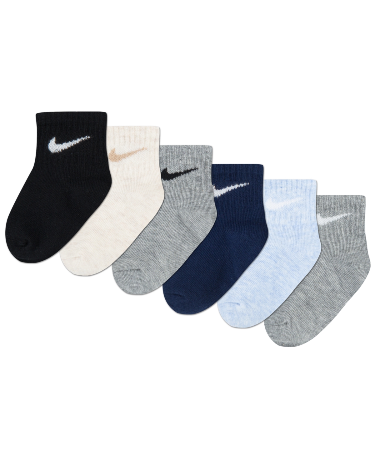 Nike Baby Boys Or Baby Girls Ankle Socks 6-pack In Pale Ivory Heather