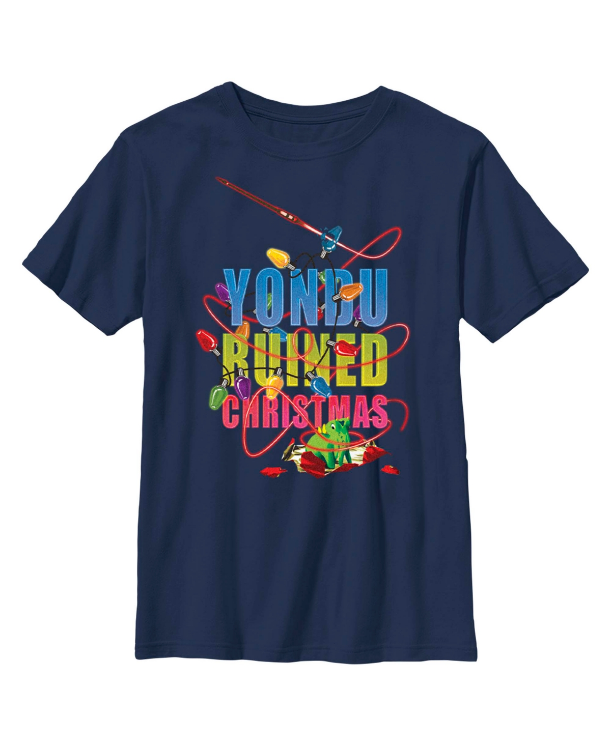 Marvel Boy's Guardians Of The Galaxy Holiday Special Yondu Ruined Christmas Lights Child T-shirt In Navy Blue