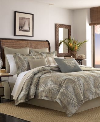 Shop Tommy Bahama Home Tommy Bahama Raffia Palms Reversible Comforter Sets In Pewter Brown