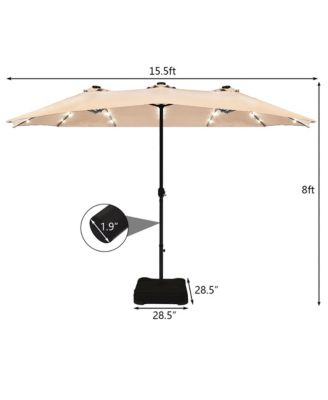 15Ft Patio Double-Sided Solar LED Market Umbrella Crank Base