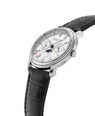 Men's Swiss Classics Business Timer Black Leather Strap Watch 40mm