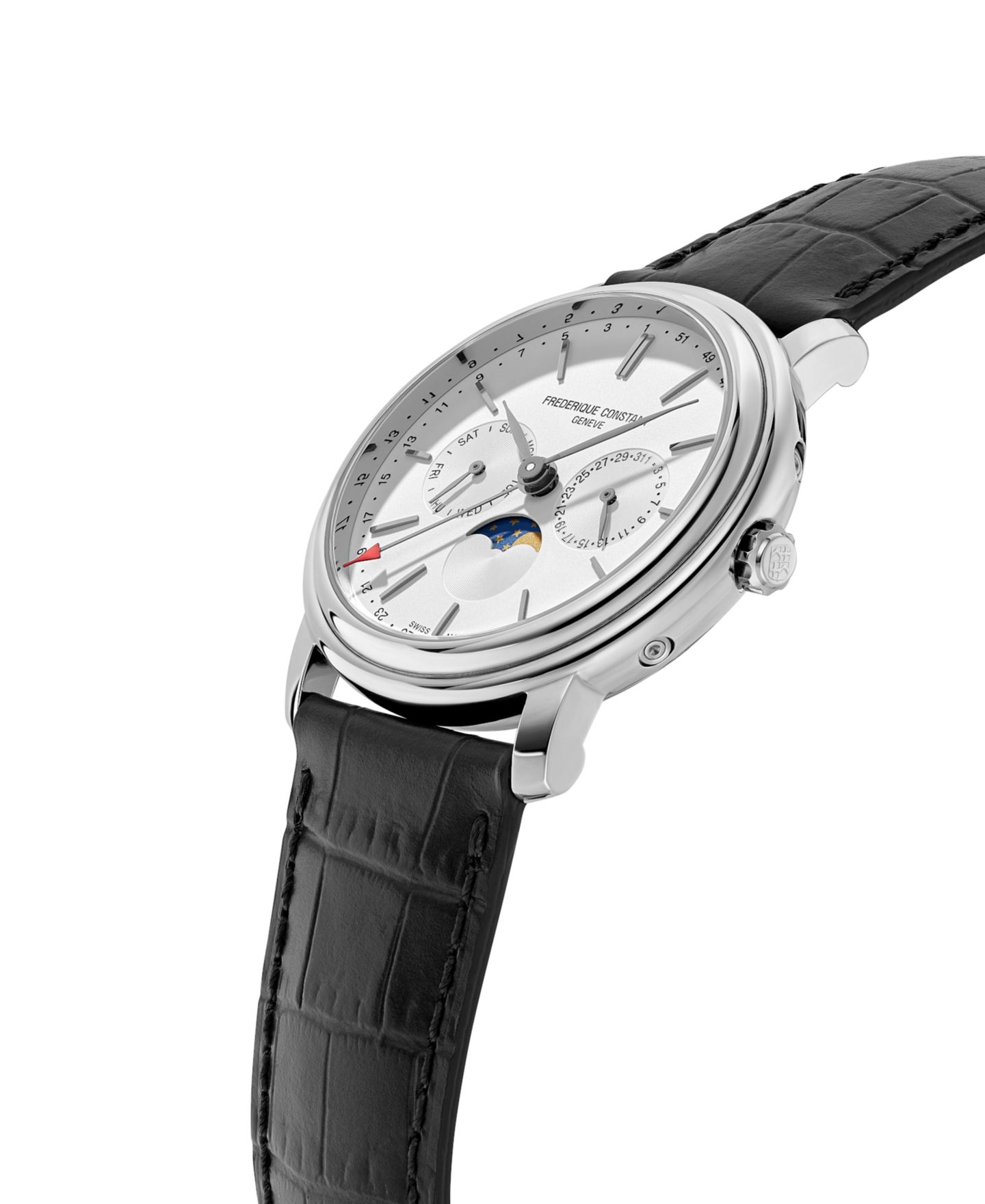 Мужские часы Frederique Constant Swiss Classics Business Timer Black Leather Strap Watch 40mm — фото 2