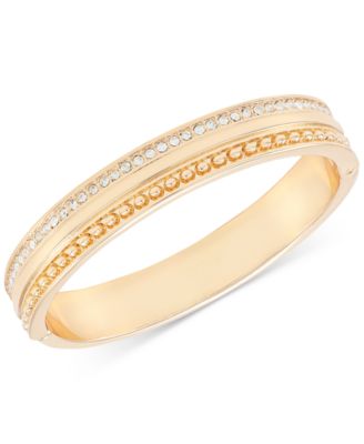 Gold Tone So Fresh Crystal Hinged Bangle Bracelet