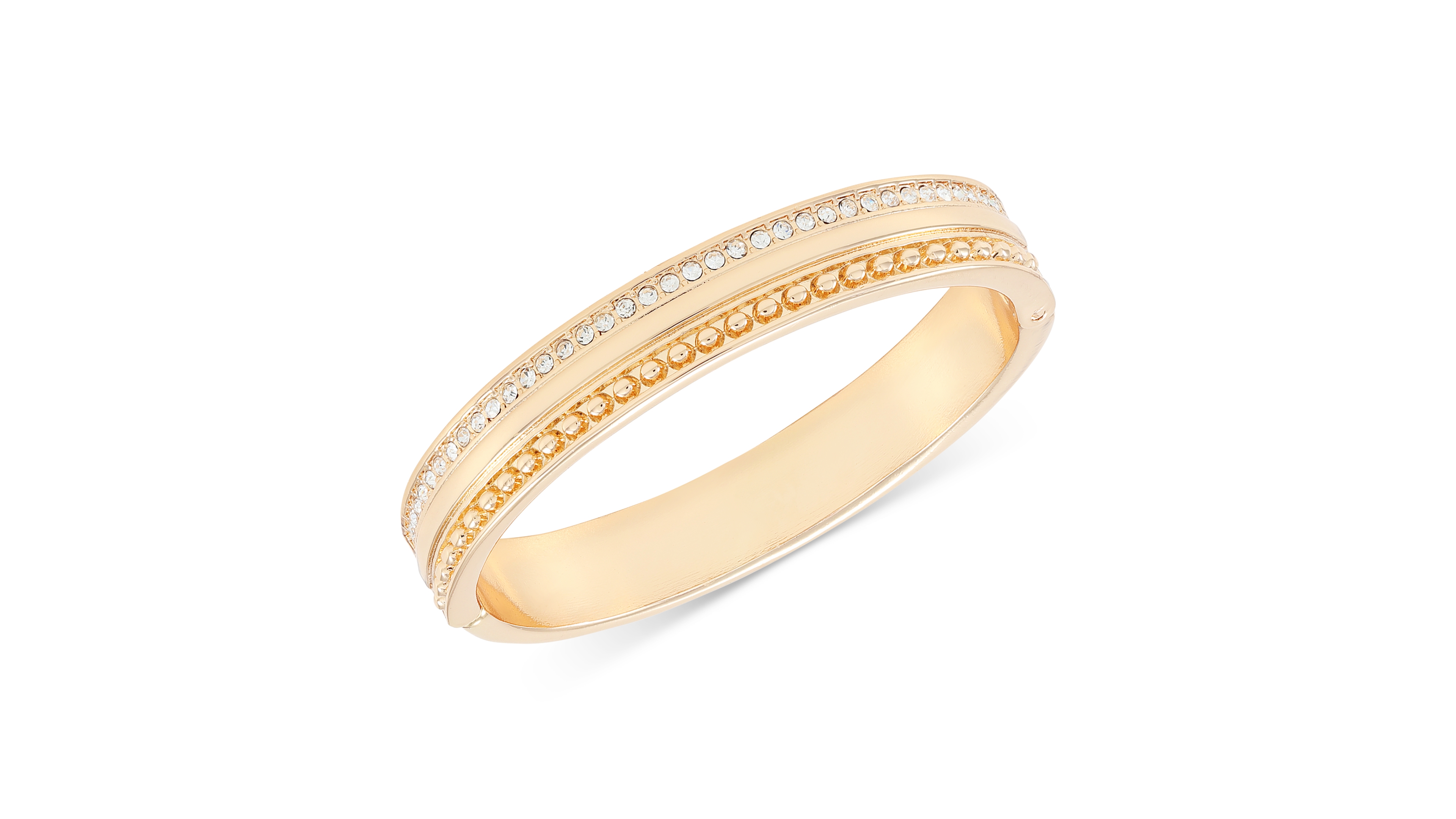 Guess Gold-Tone So Fresh Crystal Hinged Bangle Bracelet