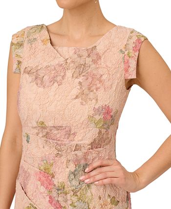 Adrianna Papell Women's Floral-Print Metallic Matelasse Gown - Macy's