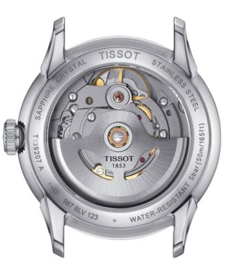 Women's Swiss Automatic Chemin des Tourelles Powermatic 80 Blue Leather Strap Watch 34mm