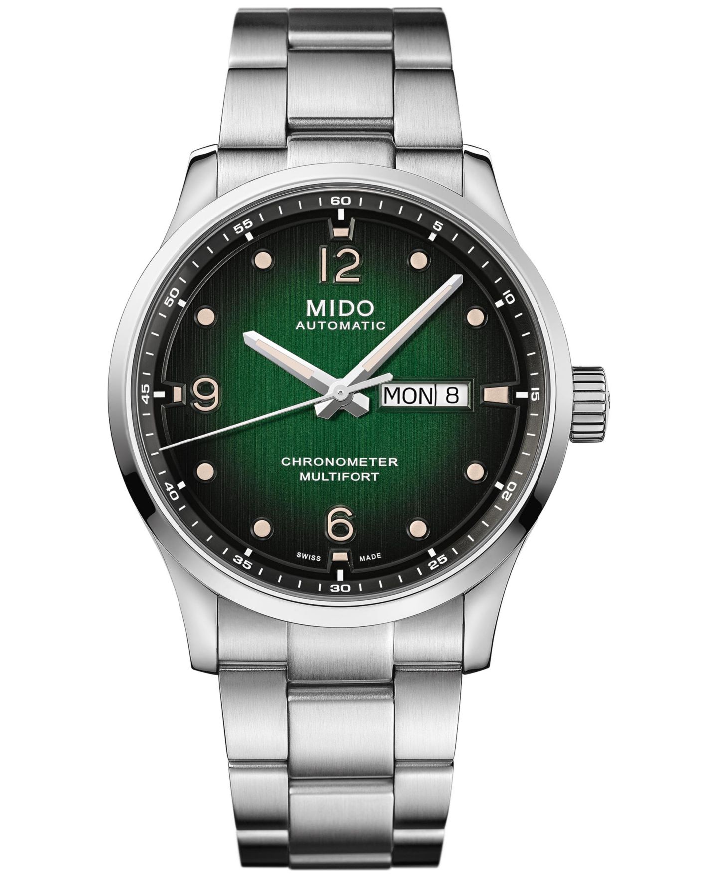 Мужские часы Mido Swiss Automatic Multifort Chronometer Stainless Steel Bracelet Watch 42mm — фото 1