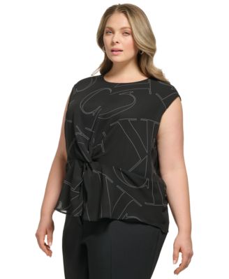Calvin Klein - Plus Size Twist-Front Logo-Print Top
