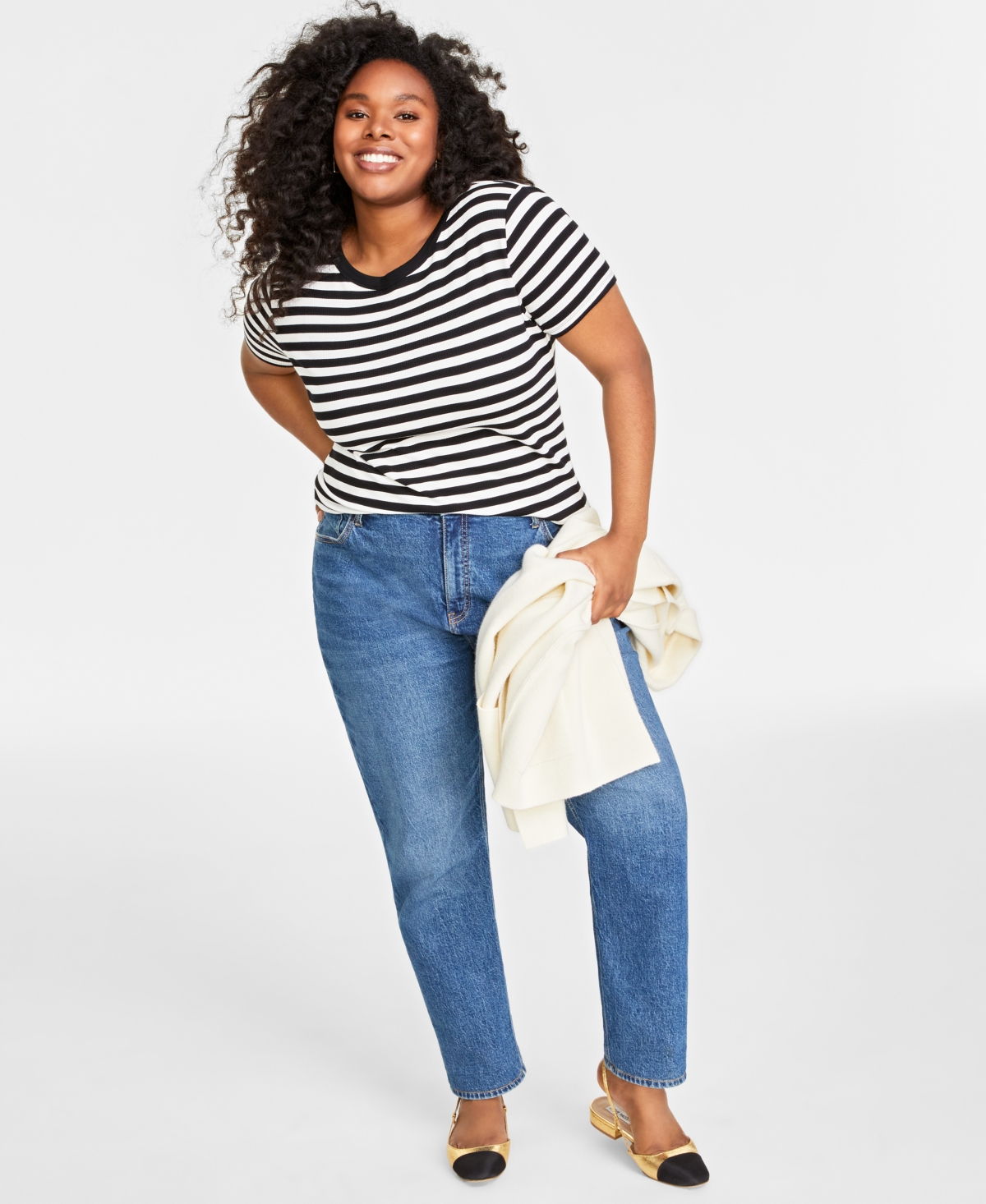 ON 34TH WOMEN'S RIBBED T-SHIRT, XXS-4X, CREATED FOR MACY'S 
