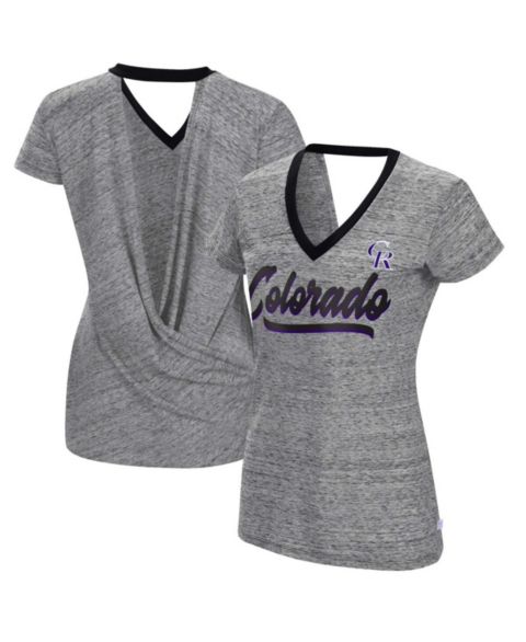 Женская футболка Touch Black Colorado Rockies Halftime Back Wrap Top V-Neck