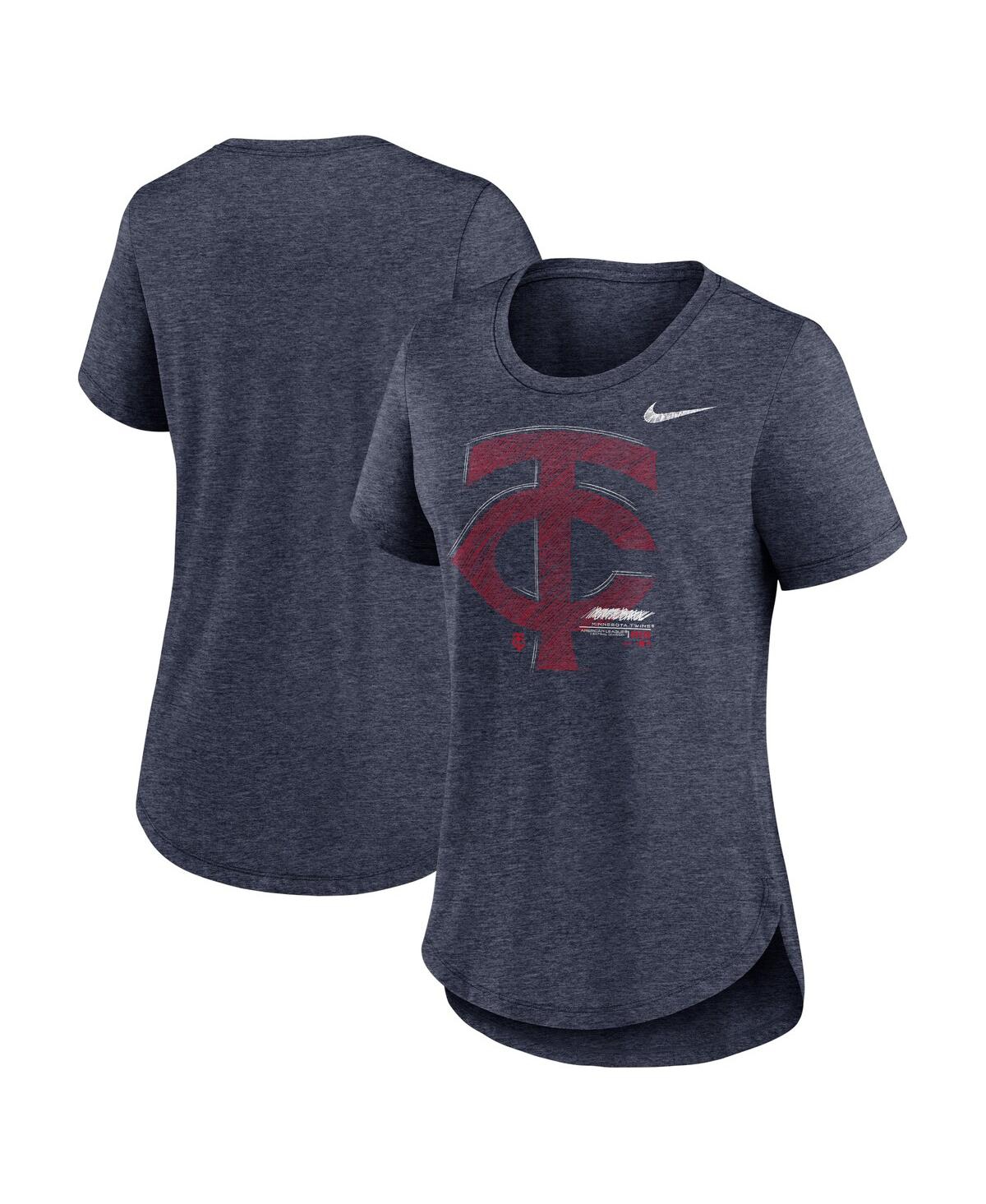 Shop Nike Women's  Heather Navy Minnesota Twins Touch Tri-blend T-shirt