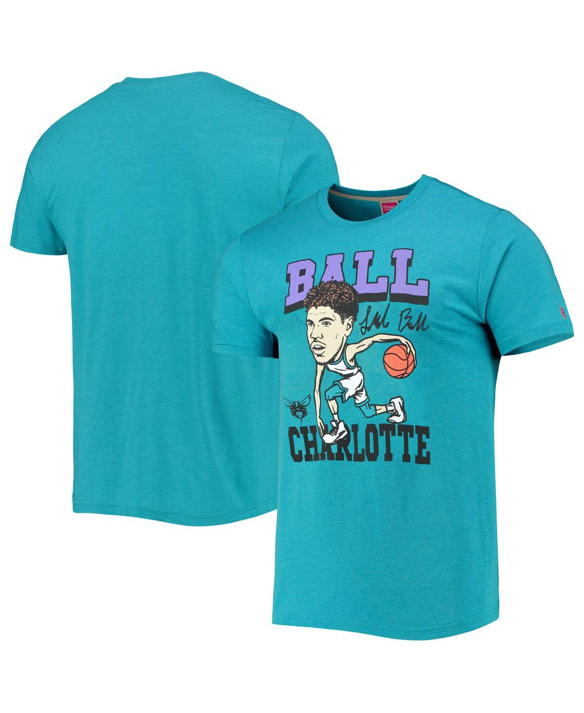 Men's Homage LaMelo Ball Heathered Teal Charlotte Hornets Caricature Tri-Blend T-shirt - Teal