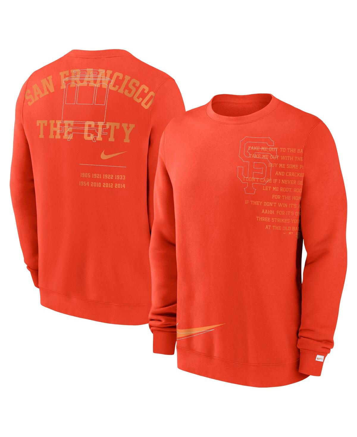 Shop Nike Men's  Orange San Francisco Giants Statement Ball Game Fleece Pullover Sweatshirt