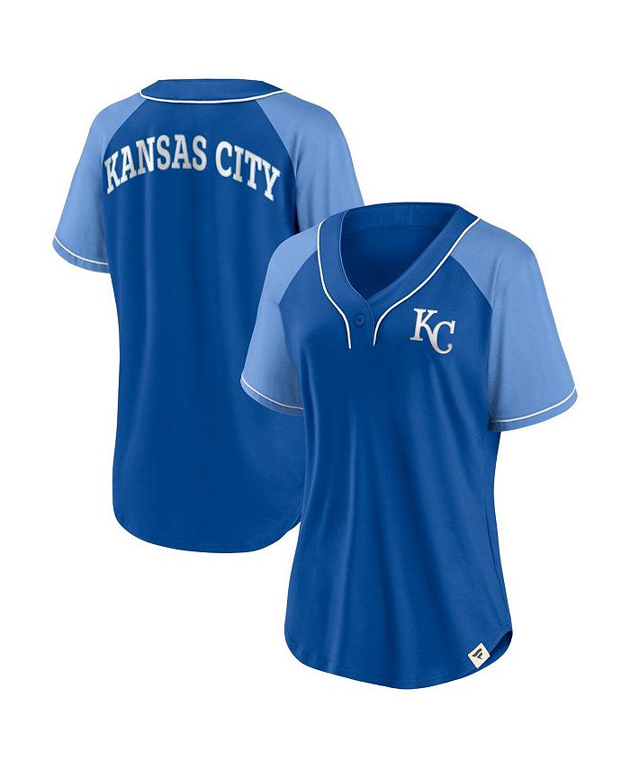 Fanatics Women's Royal Kansas City Royals Bunt Raglan VNeck Tshirt