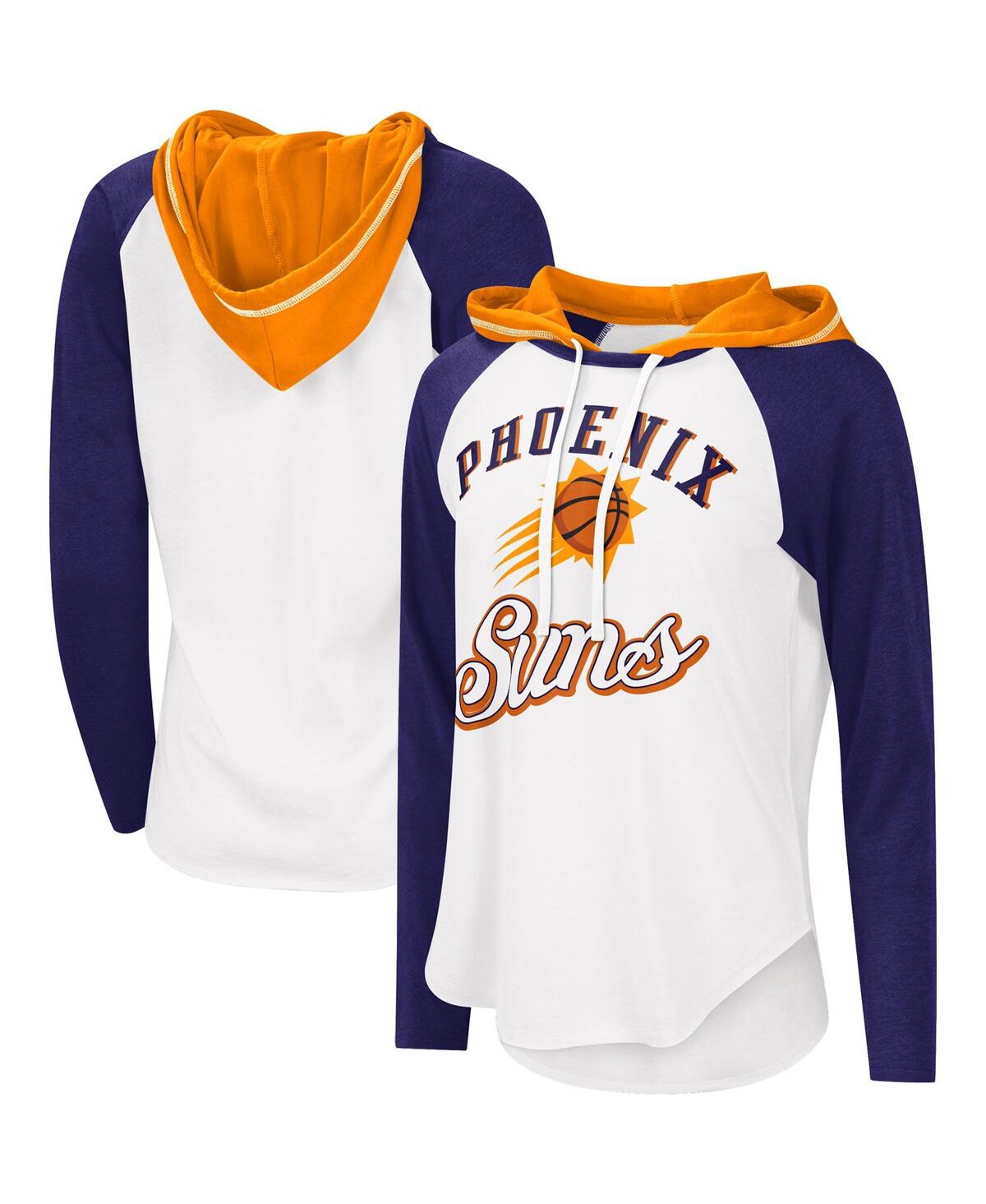 Shop G-iii 4her By Carl Banks Women's  White Phoenix Suns Mvp Raglan Hoodie Long Sleeve T-shirt