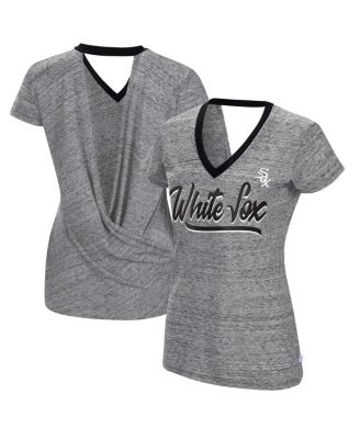 Women's Black Chicago White Sox Halftime Back Wrap Top V-Neck T-shirt