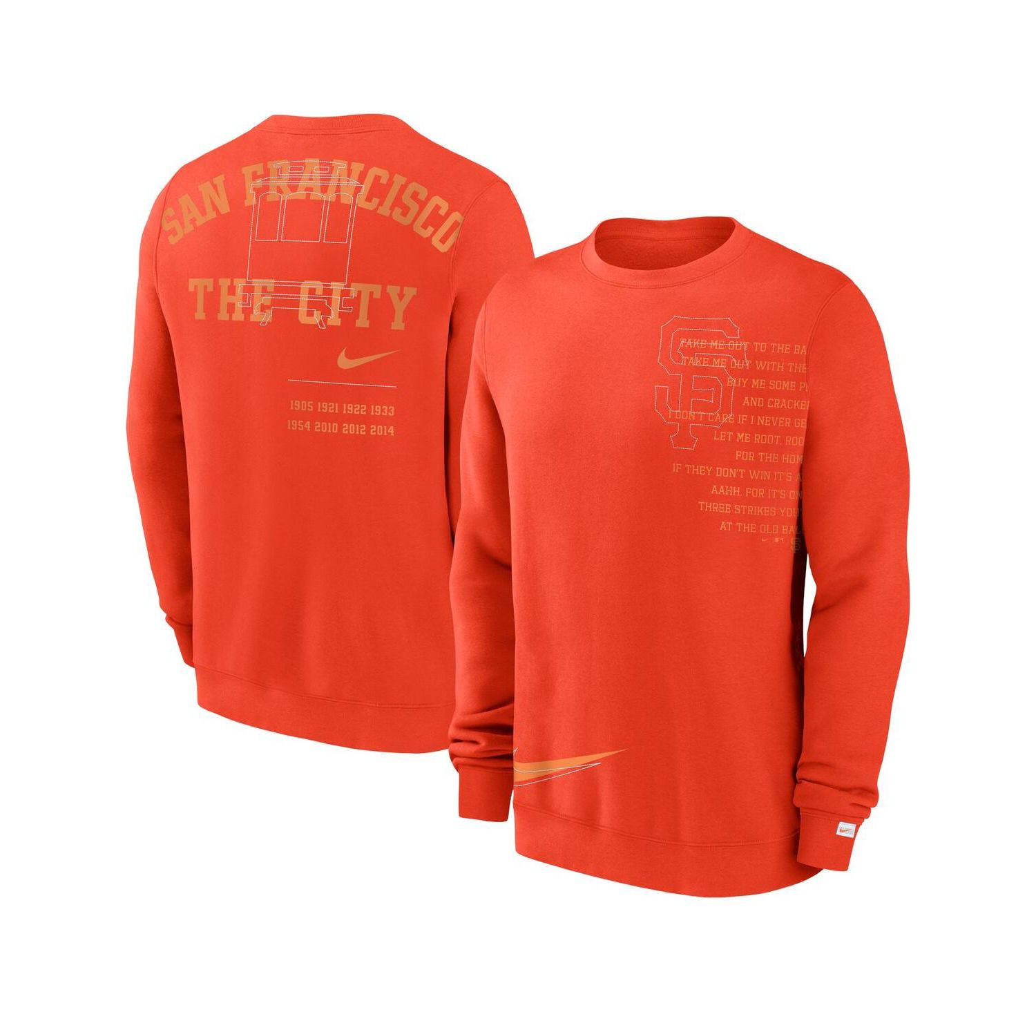 Men's Orange San Francisco Giants Statement Ball Game Fleece Pullover Sweatshirt