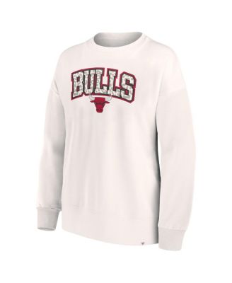 Women's White Chicago Bulls Tonal Leopard Pullover Sweatshirt