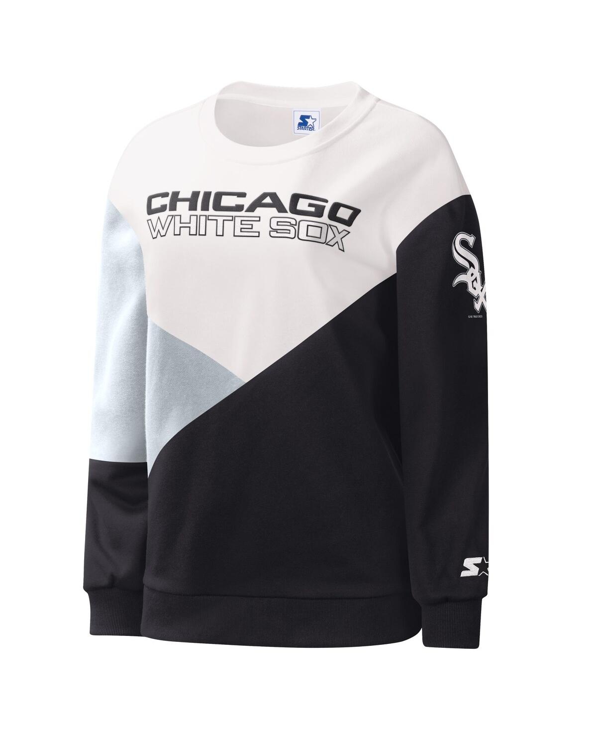 Shop Starter Women's  White, Black Chicago White Sox Shutout Pullover Sweatshirt In White,black