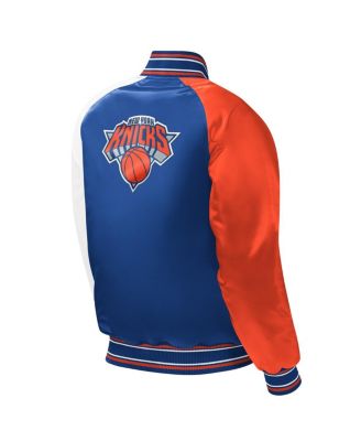 Big Boys and Girls Royal New York Knicks Raglan Full-Snap Varsity Jacket