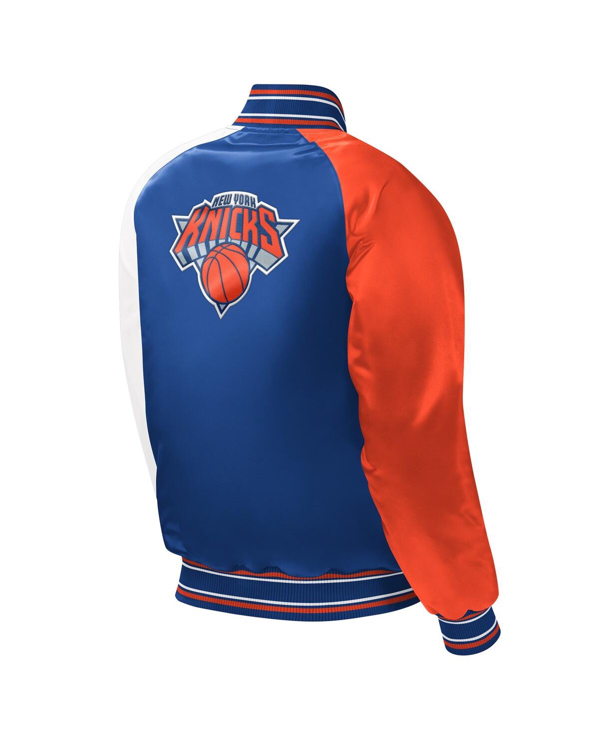 Shop Starter Big Boys And Girls  Royal New York Knicks Raglan Full-snap Varsity Jacket