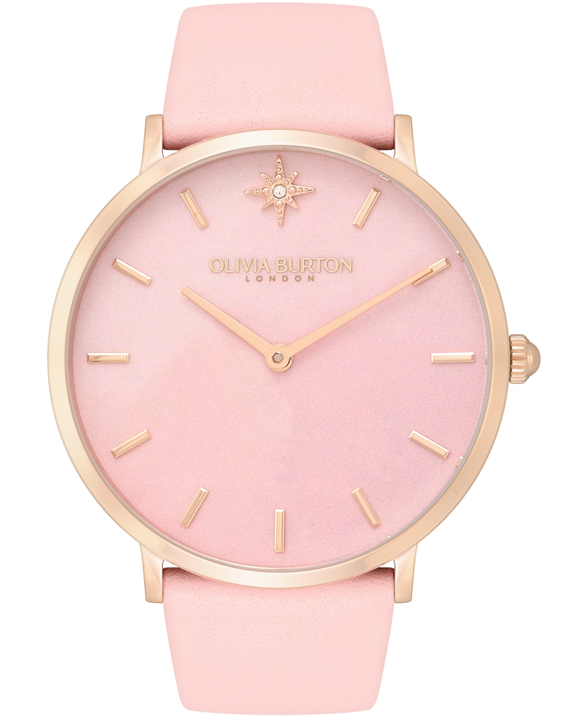 Shop Olivia Burton Women's Celestial Ultra Slim Pink Leather Strap Watch 40mm In Blush