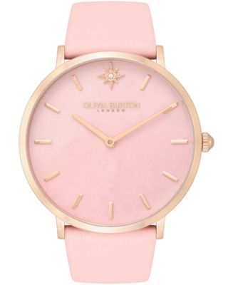 Olivia Burton Women s Celestial Ultra Slim Pink Leather Strap Watch 40mm Macy s