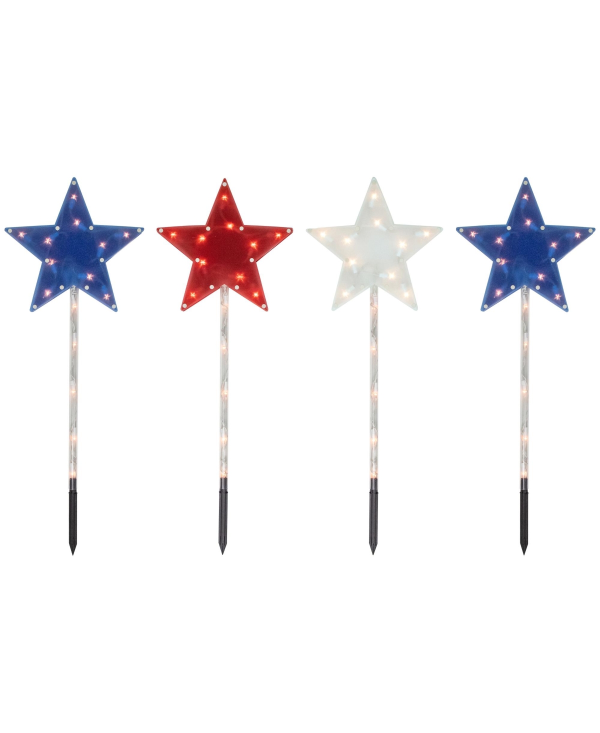 Northlight 4 Current Transformer (ct) Americana Stars 4th Of July Pathway Marker Lawn Stakes Clear Lights In Blue