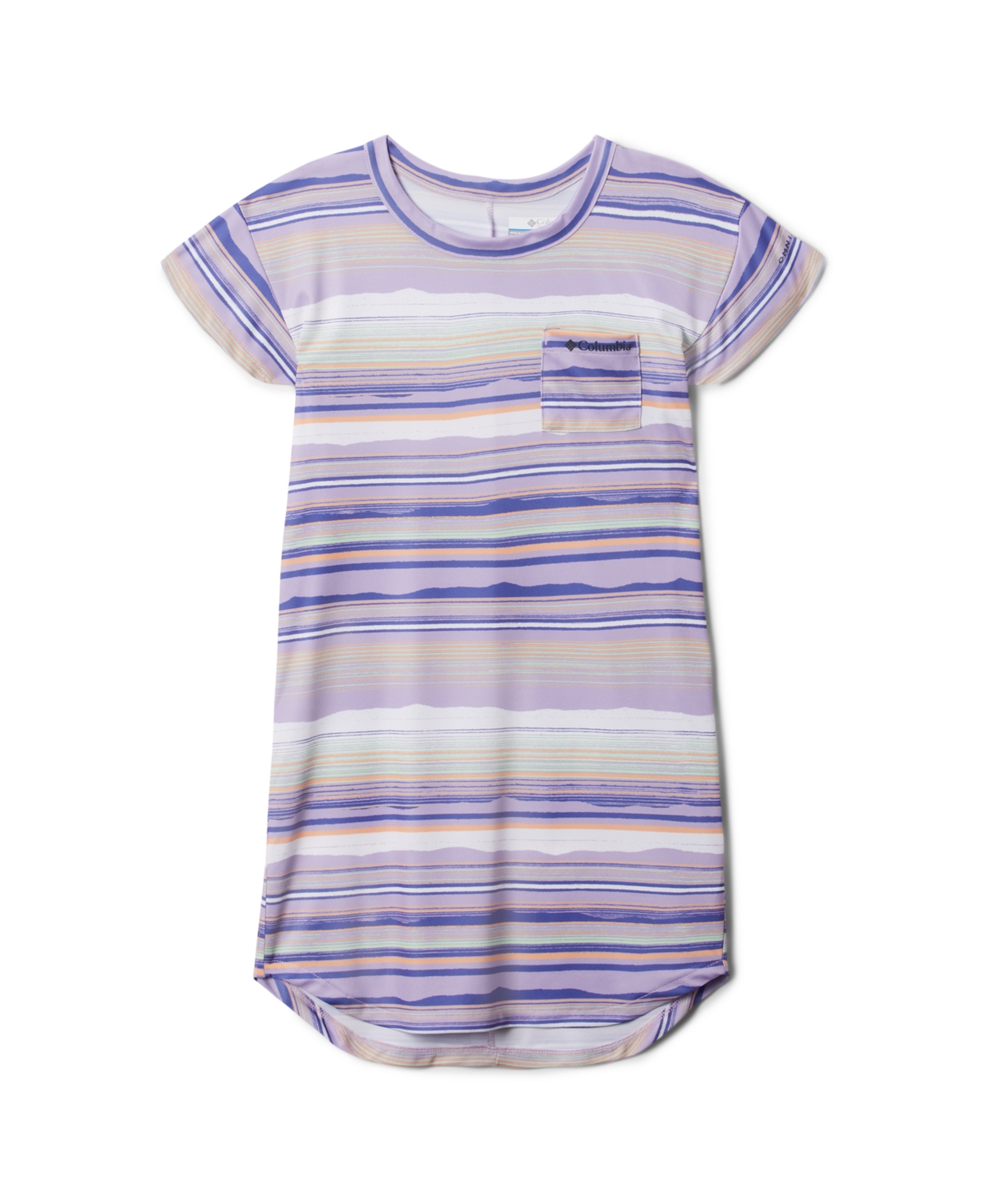 Columbia Big Girls Parker Ridge T-shirt Dress In Frosted Purple Horizons Stripe
