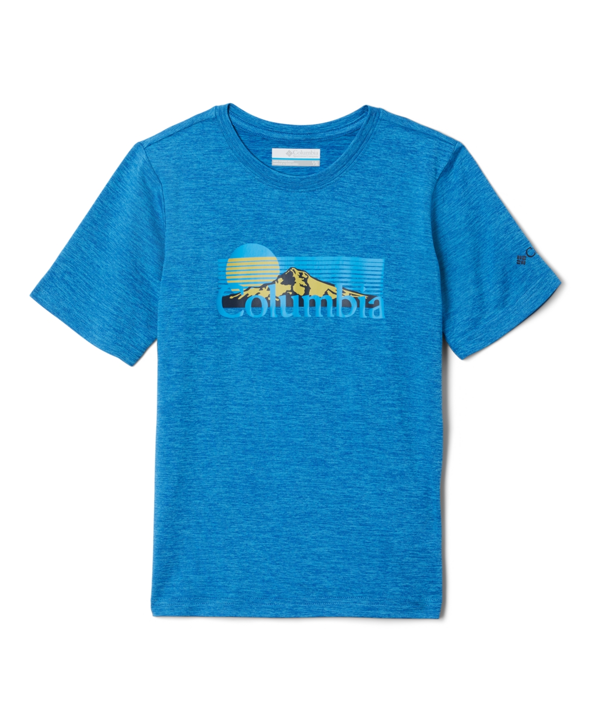 Columbia Kids' Big Boys Mount Echo Short Sleeves T-shirt In Bright Indigo Hthr/inverted Moonrise