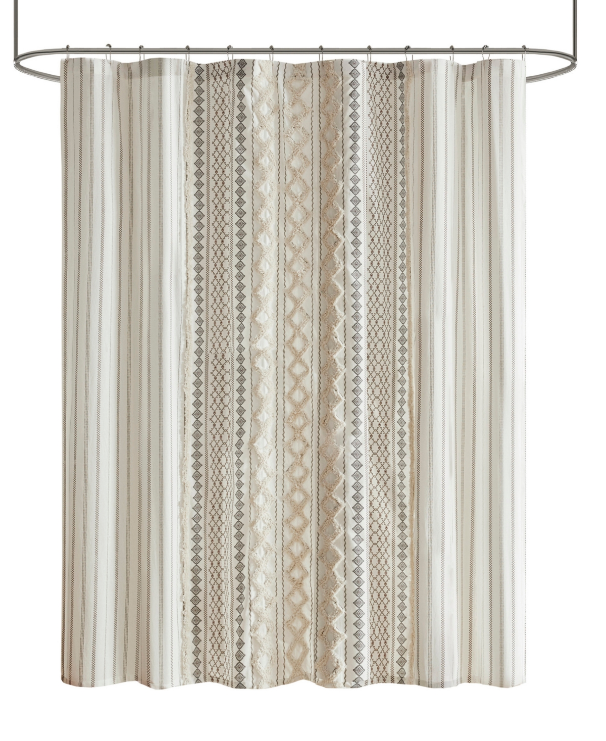 Ink+ivy Imani Stripe Cotton Chenille Shower Curtain, 72" X 72" In Ivory