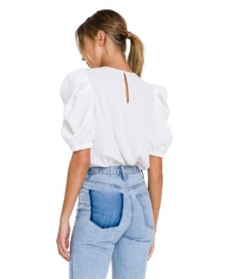 Women's Pleated Puff Sleeve Top