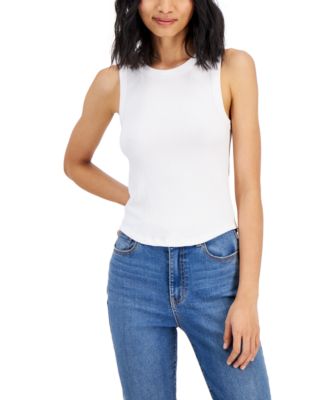 Planet Gold - Juniors' Crewneck Seamless Waffle-Knit Tank Top