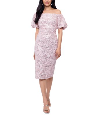 XSCAPE - Women's Off-The-Shoulder Sequin Lace Dress